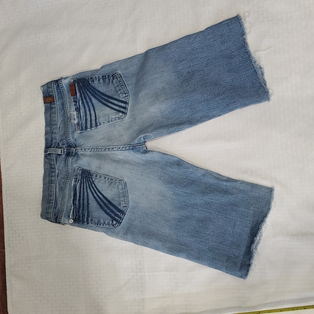 7 For All Mankind    Dojo Blue Jean Shorts with Rolled Cuffs Sz 28